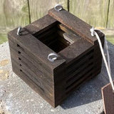 222. Salvaged Ebonized Sapele Wood Hanging Basket Planter for Orchids, Bromeliads, Ferns, Cacti, Other Epiphytes and Succulents