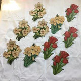 Vintage Die Cut Cardboard Flowers Tulips Daffodils Lilies Read Description