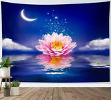 Fantasy Moon Water Lily Flower Tapestry Wall Hanging for Living Room Bedroom