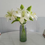 Crochet Lily Bouquet Lilum Knitting Lily with Leaves and Bud Crochet Blossom Home Decor Ornament Gift for Mother Girlfriends Women Classmate