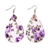 Peony Rose Flower Leather Teardrop Earrings for Women 2023 Spring Summer Jewelry