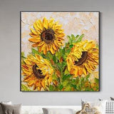 Sunflower Botanical Painting Art, Sunflower Flower Canvas Oil Painting Landscape Yellow Flower Wall Decor Artwork Newlywed Gift Couture Gift