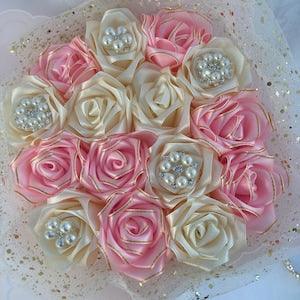 Quinceanera Tiara Ramo Buchon, Gold Tiara Roses, Bling Glitter Rose, Handmade Fake Flower Bouquet, Eternal Rose Flower Arrangement