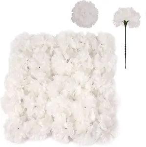100 White Silk Carnation Picks: Lush, Long-Lasting Artificial Flowers