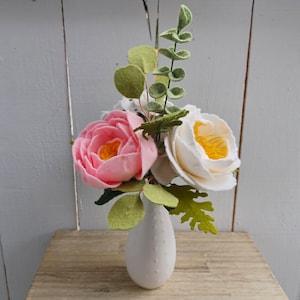 Pink, White, Felt Peony, Hydrangea, Wedding Flower Bouquet
