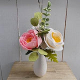 Pink, White, Felt Peony, Hydrangea, Wedding Flower Bouquet