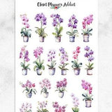 Watercolour Orchids Planner Stickers | Floral Stickers | Watercolour Florals | Potted Orchids Stickers | Plant Stickers (S-676)