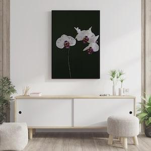 White Orchid Painting Glass Wall Art Floral SPA Salon Decor Natural Bedroom Decoration Minimalist Interior Decor
