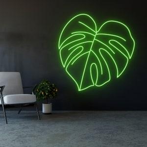 Monstera Leaf Neon Sign, Plant Led Sign Personalized Gifts, Neon Lights Green Aesthetic, Green Leaf Sign, Plant Neon Sign, Green Plant Sign