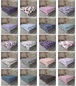 Ambesonne Summer Floral Flat Sheet Top Sheet Decorative Bedding 6 Sizes