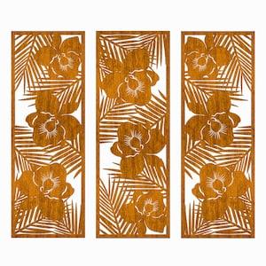3D FLORAL wall art decor,TROPICAL,palm,orchid,set of 3 for bedroom,wooden,  large modern decor,plant screen, decorative panels, hawaii decor