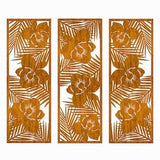 3D FLORAL wall art decor,TROPICAL,palm,orchid,set of 3 for bedroom,wooden,  large modern decor,plant screen, decorative panels, hawaii decor