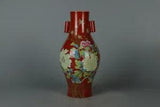12.4" Antique dynasty Porcelain yongzheng mark colour enamels peony flowers vase