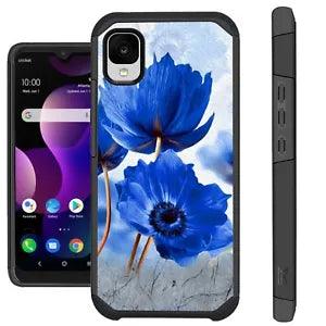 FUSION Case For TCL Ion Z (2022) Hybrid Phone Case Cover PEONY BLUE FLOWER
