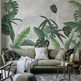 The Nordic Style Wallpaper, Modern, Minimalist, Tropical Rain Forest, Green Plant, Wall mural, Waterproof, Embossing Paper, Removable