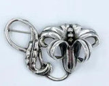 Vintage 1940's Sterling Silver Detailed Lily Pin