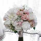 Ava Bridal Bouquet White,Blush, Dusty Pink Bridal Bouquet, Wedding Flowers, Wedding Posy, Dahlia, Rose wedding bouquet, Babys breath bouquet