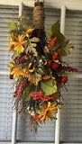 Beautiful Fall Dry Floral Bouquet Swag Door Wall Hanging NEW