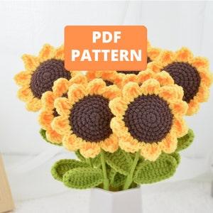 Crochet Sunflower Pattern for Flower Bouquet Bundle Wedding Engagement Arrangement Anniversary Gift Idea