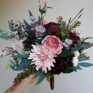 Burgundy Bridal Bouquet ,Mauve wedding bouquet, Bridesmaid bouquets Wedding Boho Bouquet, Flower bouquet, Bohemian bouquets ,boutonnieres