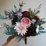 Burgundy Bridal Bouquet ,Mauve wedding bouquet, Bridesmaid bouquets Wedding Boho Bouquet, Flower bouquet, Bohemian bouquets ,boutonnieres