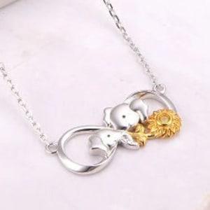 Sunflower Twisted Infinity Delicate Elephant Necklace Jewelry  Cute Animal Necklace Quirky Style