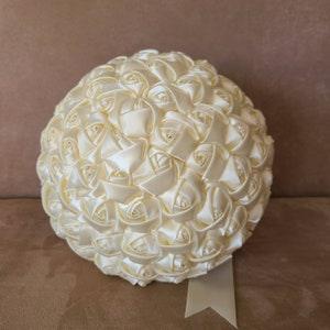 satin rose bouquet for bride, ivory silk bridal bouquet, diy brooch bouquet, 10 inch wedding bouquet, ready to ship, bridal accessory
