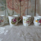 Mismatched China - set of 4 floral English bone china mugs - tea party china - wedding china - scroll down for listing details/shipping