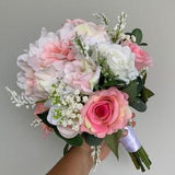 Pink bridal bouquet/Faux flowers bride bouquet/Bridal bouquet with roses/Wedding bouquet with artificial flowers/Silk Wedding flowers decor/