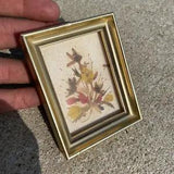 Vintage Dried Flowers Gold Framed Art Wall Hanging Small Decor - LN