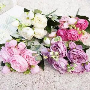 Peony silk artificial rose fake flower small bouquet decoration craftsman