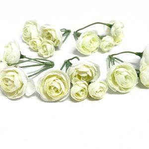 20 Small CREAM Yellow Artificial Ranunculus Flowers - Artificial Flowers, Silk Flowers, Flower Crown, Wedding, Corsage, Boutonni¡§¡§re