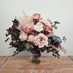 Diane Bridal Bouquet Dusty Mauve Rose Pink Dusty Pink Bridal Bouquet Wedding Flowers Wedding Posy Rose wedding bouquet pampas rustic bouquet