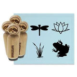Pond Life Cattails Water Lily Dragonfly Frog Rubber Stamp Set Stamping Crafting