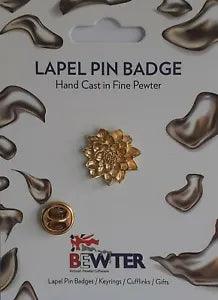 Water Lily Flower Plant, British Pewter Lapel Pin Badge, Coat Hat Brooch 124
