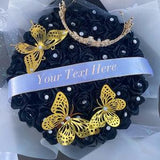 Black Tiara Ramo Buchon, Eternal Rose, Ribbon Rose Bouquet, Goth Bouquet, Unique Bouquet, XL Rose Bouquet