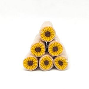 Sunflower Cane, Raw or Unbaked Polymer Clay Flower Millefiori