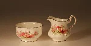 English Paragon English Flowers Series "Carnations" Cream & Sugar set c.1955