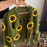Sunflower Cradigan, Cardigan&Sweater, Handmade Cardigan, Chunky Cardigan