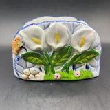 Vintage Ceramic Calla Lily With Butterfly Napkin Holder Gorgeous