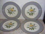 Princess Golden Peony Tru Tone 4 Dinner Plates Emcraft USA Made Very Good