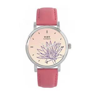 Toff London TLWS-17584 Ladies Purple Water Lilies Flower Watch
