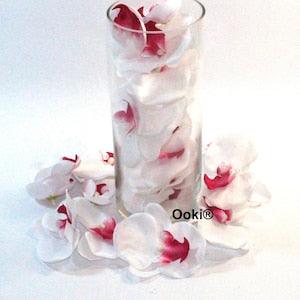 20 White Phalaenopsis Orchid Silk Flower Heads Artificial Petal Wedding Bridal Hair Clips Headbands Dress Centerpiece Decor