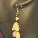 Lily Of The Valley Earrings Vtg-Antq White Plant Flower Floral hook dangle 2.25"