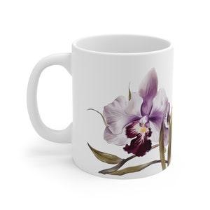 Orchid Mug, flower mug, orchids, gift for girlfriend, gift for bestie, gift for mom, spring mug, orchid flower mug