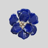 Fashion Blue Enamel Crystal Peony Flower Brooch Pin