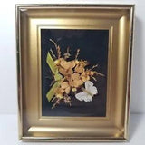 Vintage Pressed Wild Dried Flowers And Butterfly Framed Art 3DPicture Gold Frame