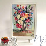 Peonies Painting Original Art Bouquet Flowers Painting White Pink Peony Painting Canvas Oil Lavender  Painting 8" ?? 12"WildflowersPaintingr