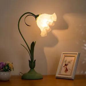 Table Lamp Flower Shape Lily Shaped Glass Bedside Desk Light Fixture Green HOT