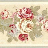 Waverly Rose Sonata Wallpaper Border, Cottage Rose Wallpaper Border, Roses Bouquet Wallpaper Border, Cabbage Red Roses Wallpaper Border